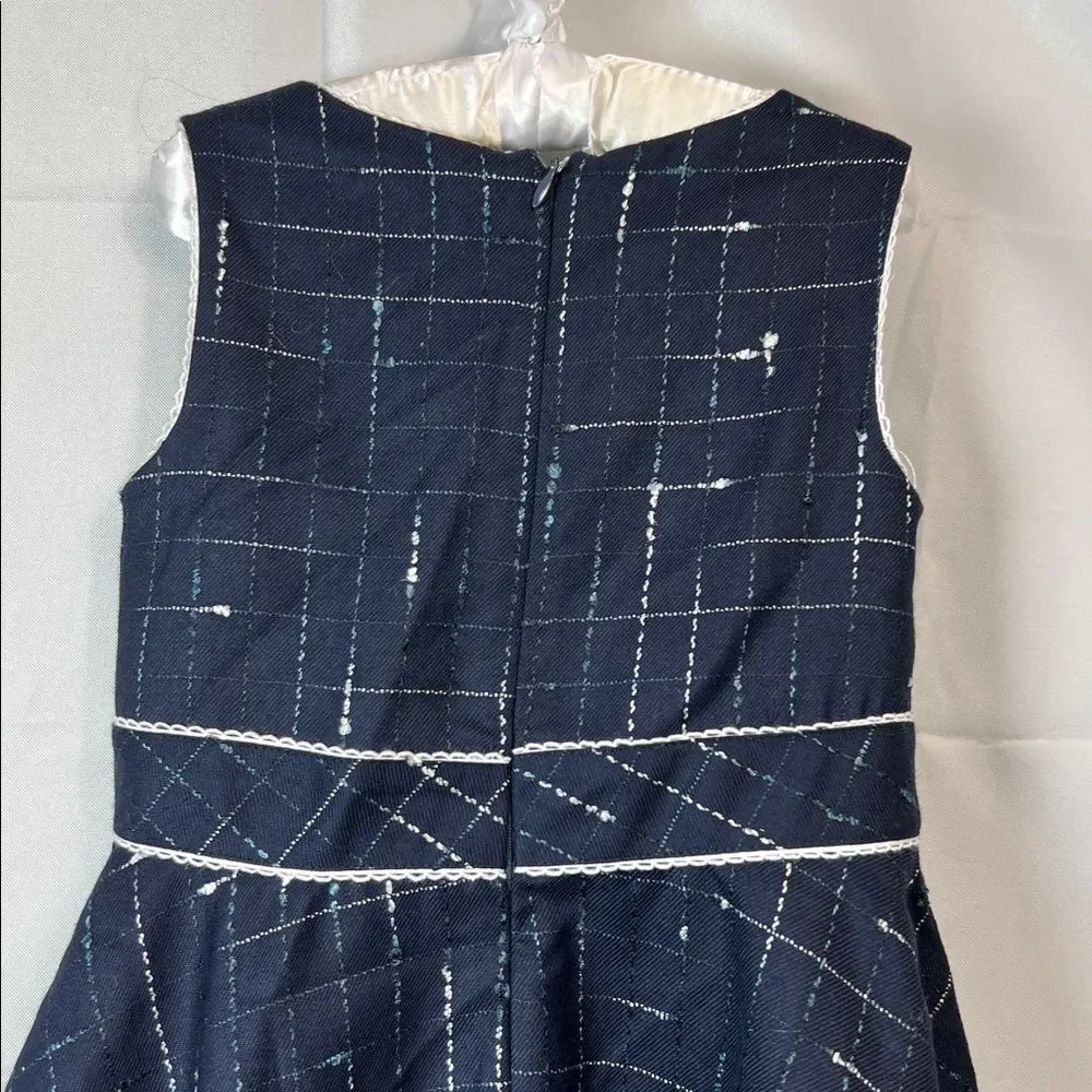 Magil Navy Blue sleeveless wool embroidered dress size 5 years NWT